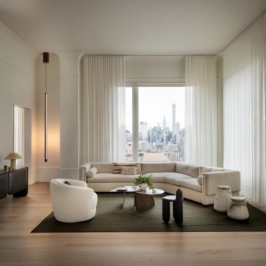 Wood Lustre  LED Linear Light Pendant Lamp - Walnut MYCP-XTE-Walnut -  Pendant Lamps - ebarza Furniture UAE | Shop Modern Furniture in Abu Dhabi & Dubai - مفروشات ايبازرا في الامارات | تسوق اثاث عصري وديكورات مميزة في دبي وابوظبي