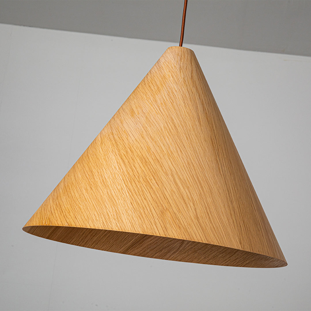 Wood Wave Pendant Lamp in natural wood color, modern pendant light fixture with wave design by WFLDG.