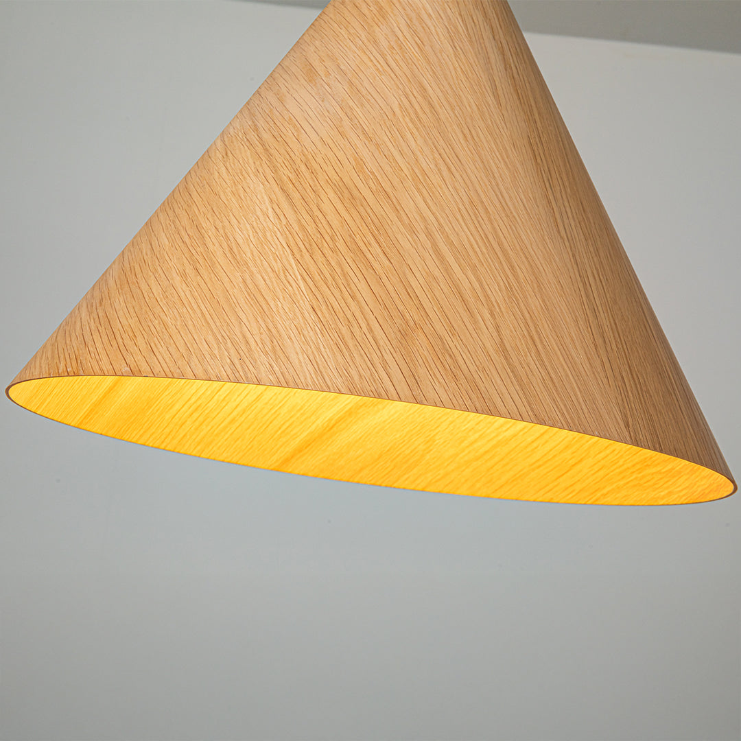 Natural wood color Wood Wave Pendant Lamp by WFLDG, showcasing its flowing wave design and elegant wooden finish.