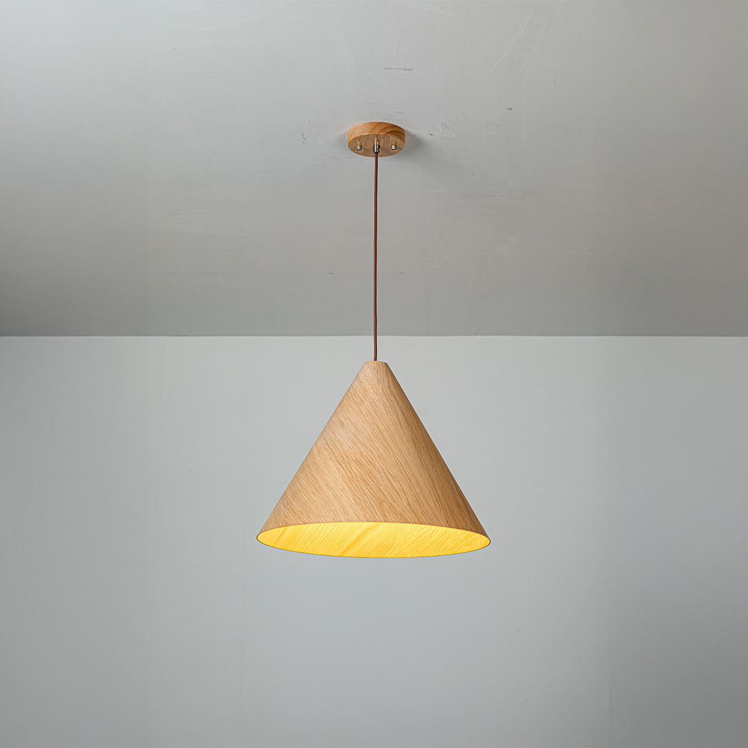 Natural wood color Wood Wave Pendant Lamp by WFLDG, showcasing a sleek, wave-shaped wooden pendant light design.