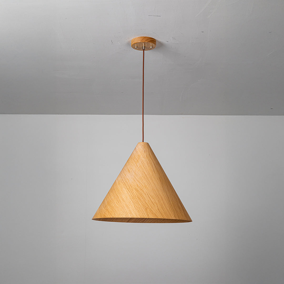 Natural wood-colored Wood Wave Pendant Lamp by WFLDG, featuring a sculptural wave design for modern interior lighting.