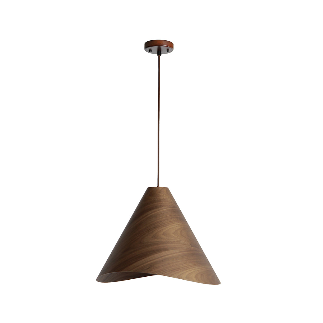 Wood Wave Pendant Lamp in walnut wood color with an organic wave design, modern pendant lighting from WFLDG.