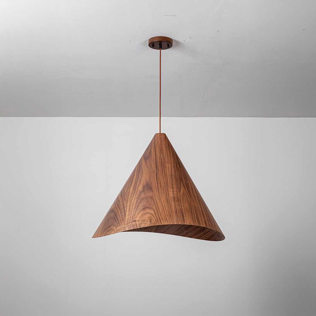 Wood Wave Pendant Lamp in walnut wood color by WFLDG, featuring a smooth, curved design perfect for modern interior lighting.