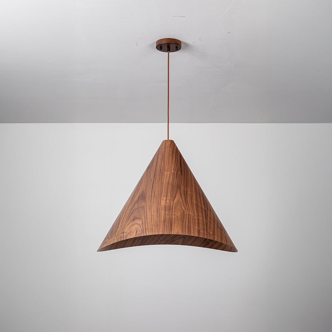 Wood Wave Pendant Lamp in walnut wood color by WFLDG, featuring a smooth, curved design ideal for modern interior lighting.