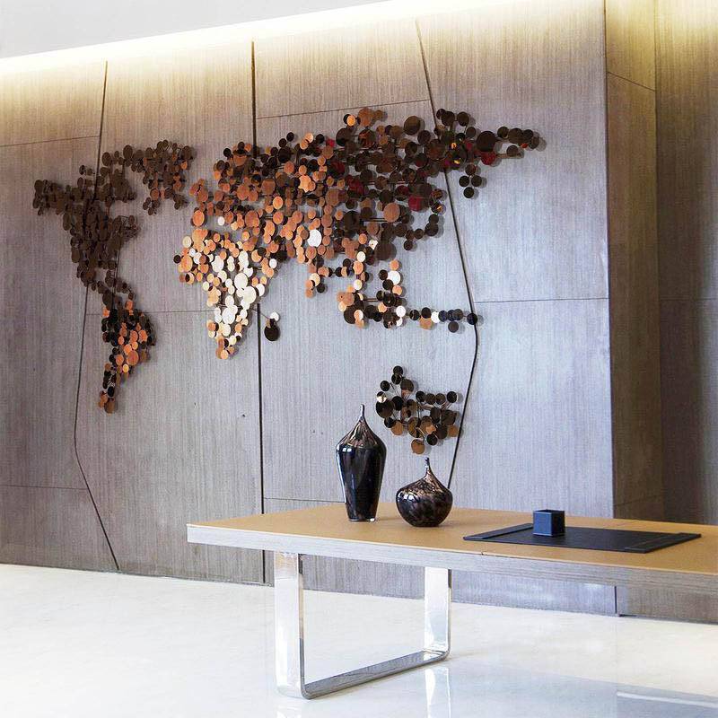 Display Item - World Map Handcrafted Stainless Steel Artwork Z08025-Rg-Nakheel -  USED ITEM | قطعة من المعرض - عمل فني مصنوع يدويًا من الفولاذ المقاوم للصدأ خريطة العالم - ebarza Furniture UAE | Shop Modern Furniture in Abu Dhabi & Dubai - مفروشات ايبازرا في الامارات | تسوق اثاث عصري وديكورات مميزة في دبي وابوظبي