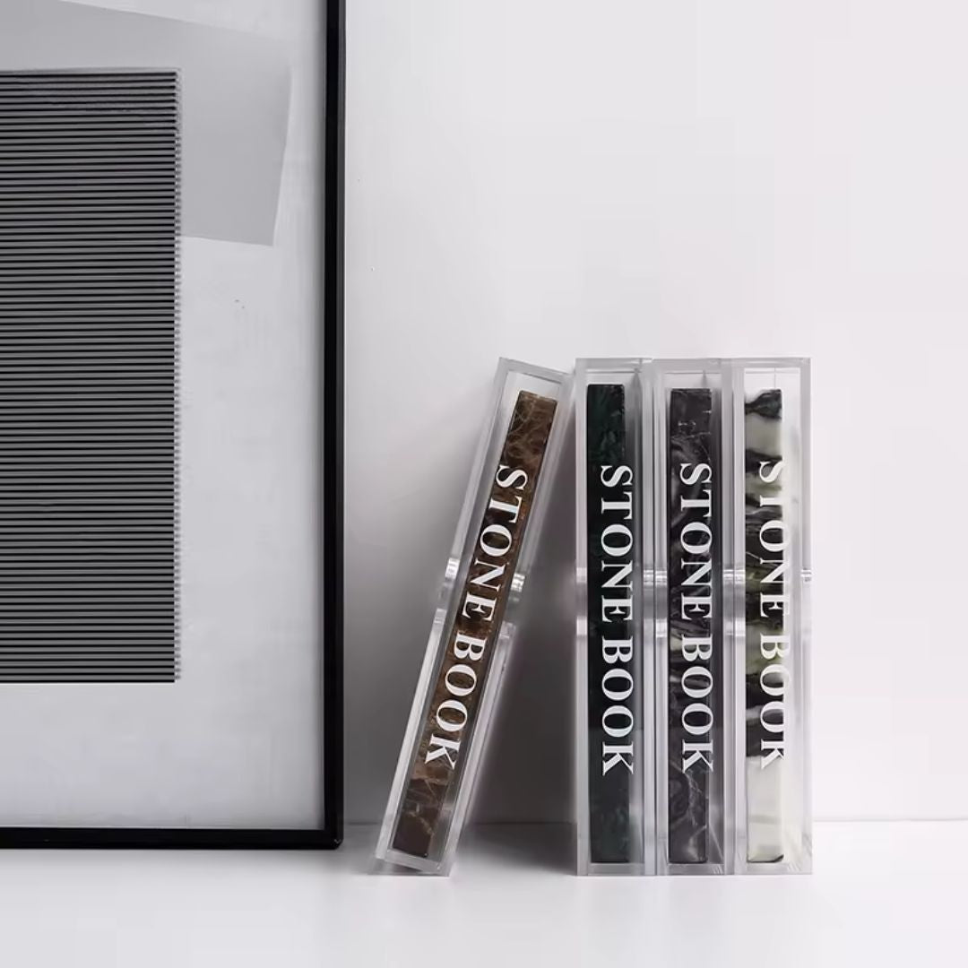 Brown stone book figurine from BEACON home decor collection, detailed textured finish and realistic design.