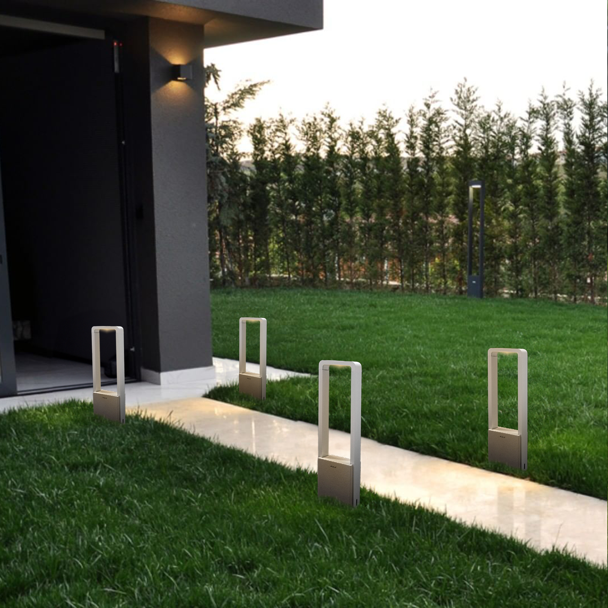 Yingjiao Outdoor Lamp MO-7104W by BEACON outdoor lighting, black metal with clear glass enclosure, wall-mounted design.