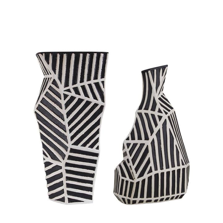 Zebra Hand Grinding Vase -B Fa-D21045B -  Vases - ebarza Furniture UAE | Shop Modern Furniture in Abu Dhabi & Dubai - مفروشات ايبازرا في الامارات | تسوق اثاث عصري وديكورات مميزة في دبي وابوظبي