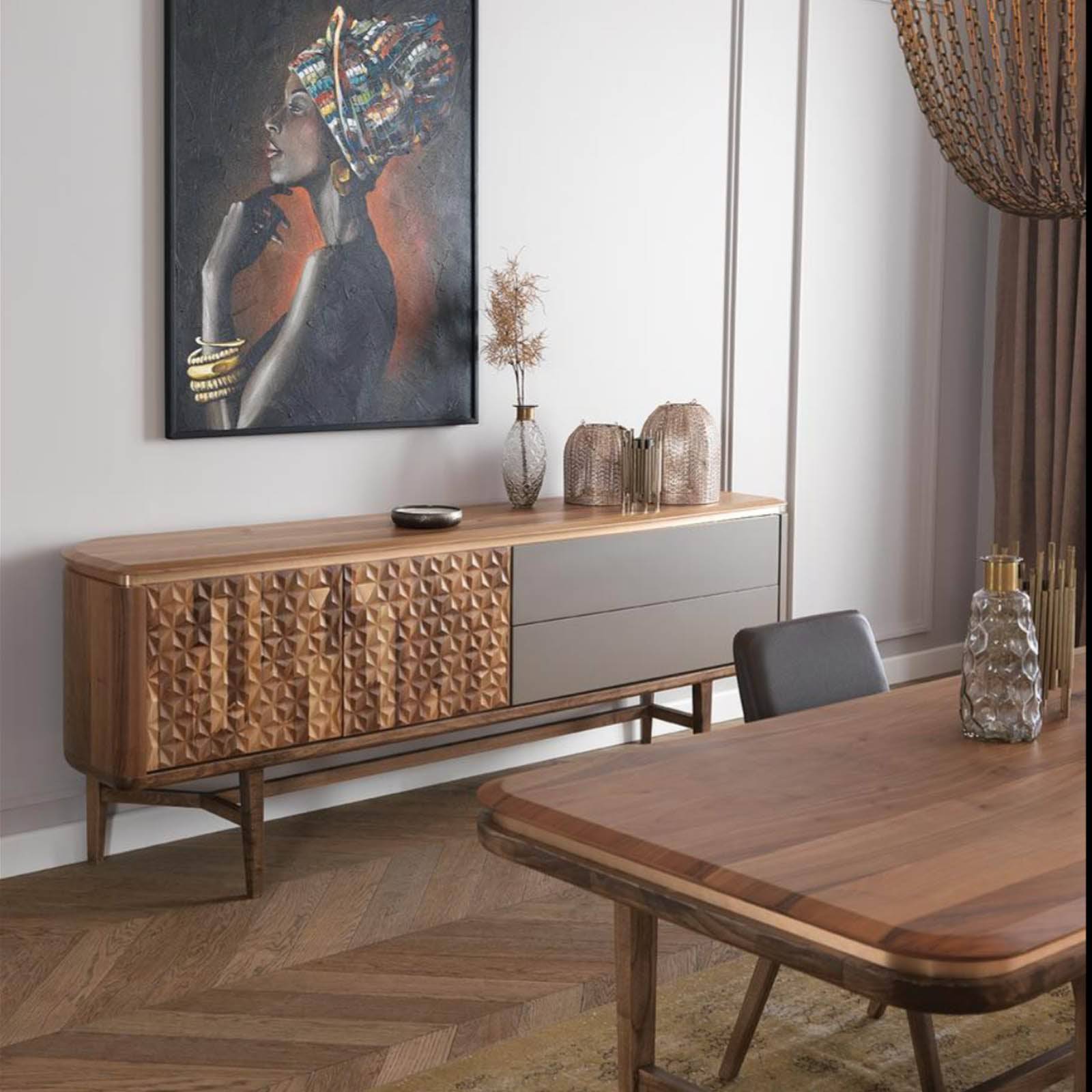 Zen Sideboard Zen003-Veneer Top -  Sideboards | طاوله جانبيه من زن - ebarza Furniture UAE | Shop Modern Furniture in Abu Dhabi & Dubai - مفروشات ايبازرا في الامارات | تسوق اثاث عصري وديكورات مميزة في دبي وابوظبي