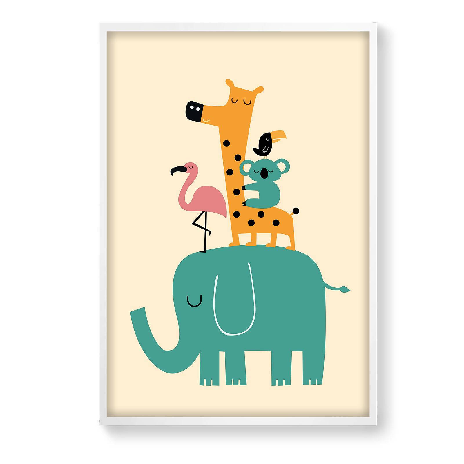 Zoo Friends Framed Graphic Art Print  Soapr0012 -  Paintings | لوحه فنيه مطبوعه بالايطار - ebarza Furniture UAE | Shop Modern Furniture in Abu Dhabi & Dubai - مفروشات ايبازرا في الامارات | تسوق اثاث عصري وديكورات مميزة في دبي وابوظبي