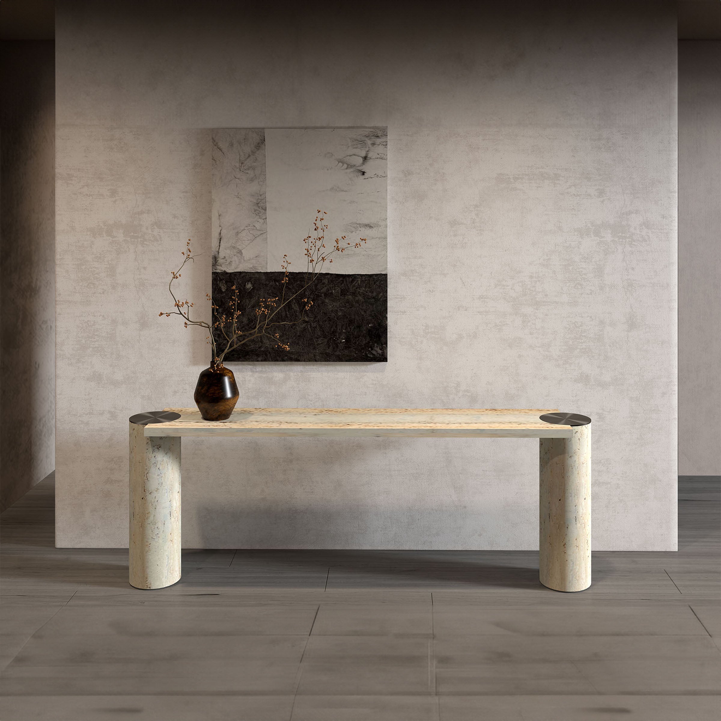 AS IS- Zurich Travertine Console 200cm - DZ463DTS / 463DTS -  DISPLAY ITEM - ebarza Furniture UAE | Shop Modern Furniture in Abu Dhabi & Dubai - مفروشات ايبازرا في الامارات | تسوق اثاث عصري وديكورات مميزة في دبي وابوظبي