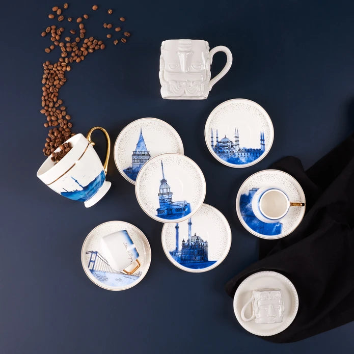 Karaca Istanbul 6 Person Coffee Cup Set 153.03.06.4473 -  Coffee Sets | طقم فناجين قهوة كاراجا اسطنبول 6 أفراد - ebarza Furniture UAE | Shop Modern Furniture in Abu Dhabi & Dubai - مفروشات ايبازرا في الامارات | تسوق اثاث عصري وديكورات مميزة في دبي وابوظبي