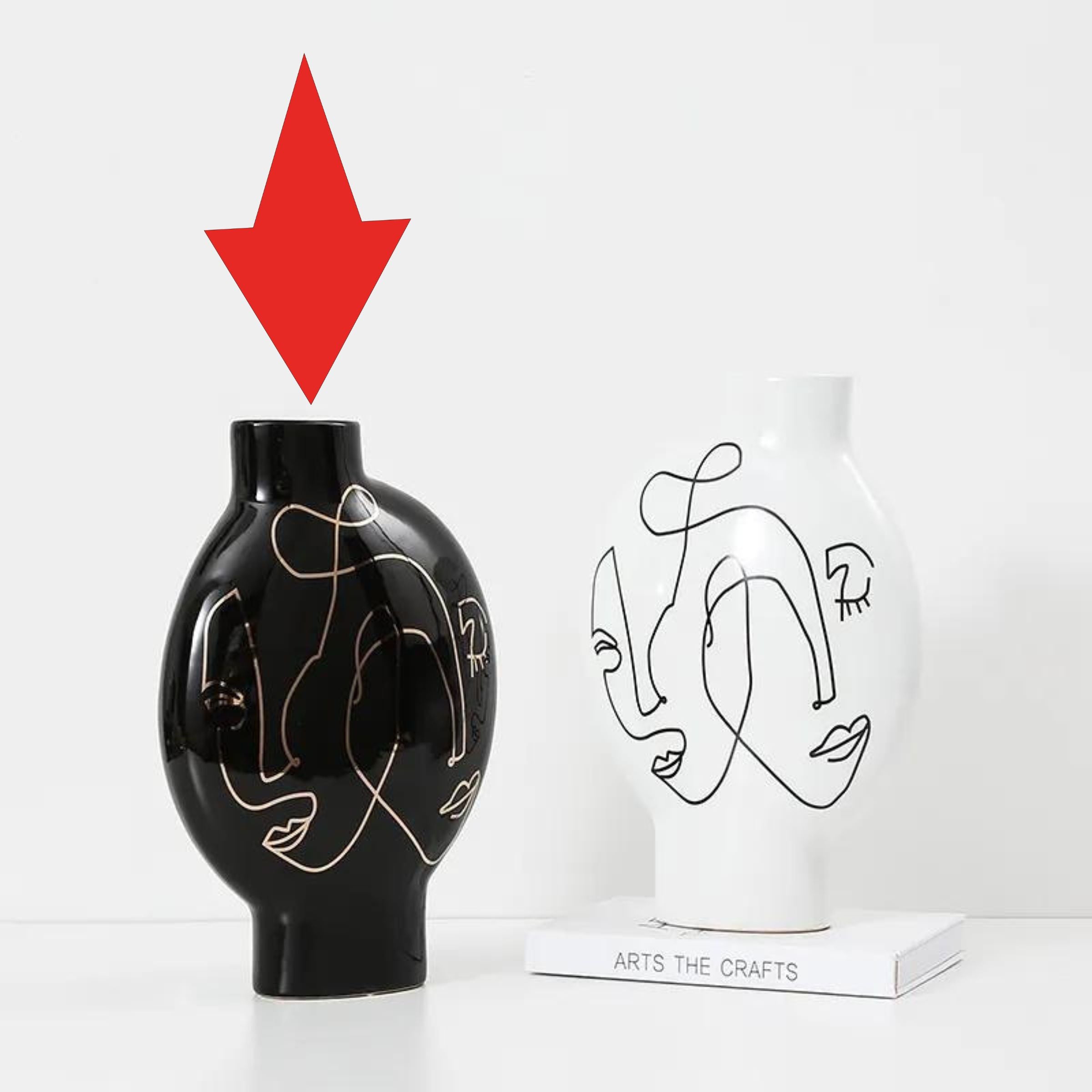 Black Hand Painted Vase-A Fa-D21103A -  Vases | مزهرية سوداء مرسومة باليد- A - ebarza Furniture UAE | Shop Modern Furniture in Abu Dhabi & Dubai - مفروشات ايبازرا في الامارات | تسوق اثاث عصري وديكورات مميزة في دبي وابوظبي
