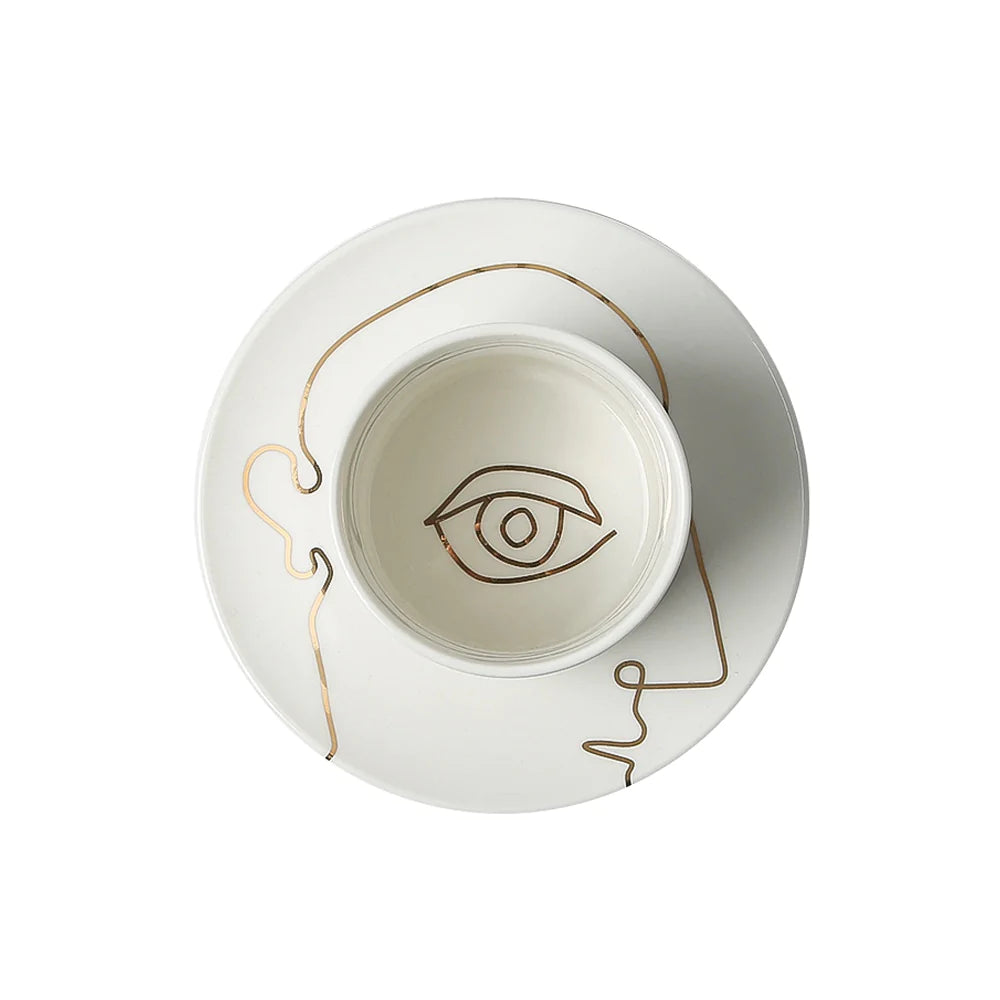 Simple Drawing Eye Cup A-Gold Fa-D22004A -  Coffee Sets | رسم بسيط كأس العين أ - ذهبي - ebarza Furniture UAE | Shop Modern Furniture in Abu Dhabi & Dubai - مفروشات ايبازرا في الامارات | تسوق اثاث عصري وديكورات مميزة في دبي وابوظبي