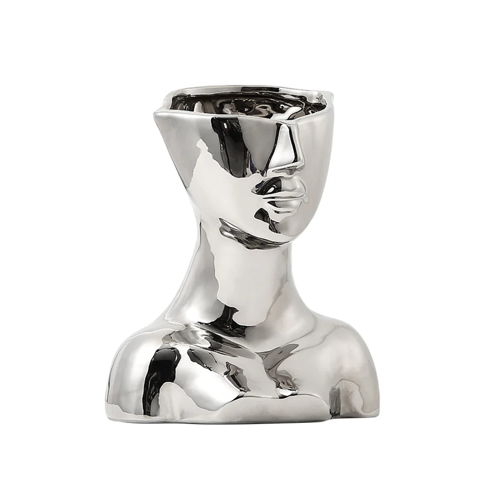 Silver Ceramic Figurative Sculpture Fa-D22038 -  Home Decor Figurines | نحت تصويري من السيراميك الفضي - ebarza Furniture UAE | Shop Modern Furniture in Abu Dhabi & Dubai - مفروشات ايبازرا في الامارات | تسوق اثاث عصري وديكورات مميزة في دبي وابوظبي