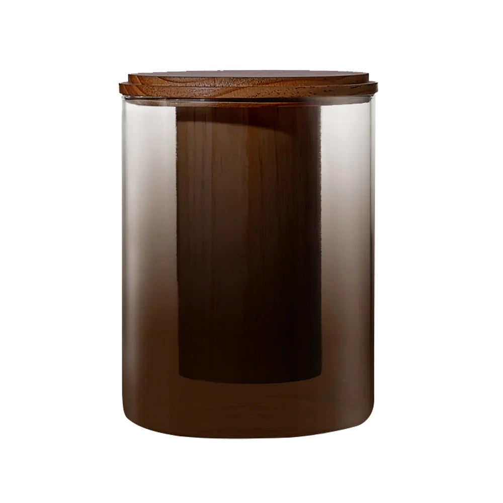 Wood & Ombre Glass Cylindrical Vase FB-ZS2221B -  Vases | مزهرية أسطوانية من الخشب والزجاج المتدرج - ebarza Furniture UAE | Shop Modern Furniture in Abu Dhabi & Dubai - مفروشات ايبازرا في الامارات | تسوق اثاث عصري وديكورات مميزة في دبي وابوظبي