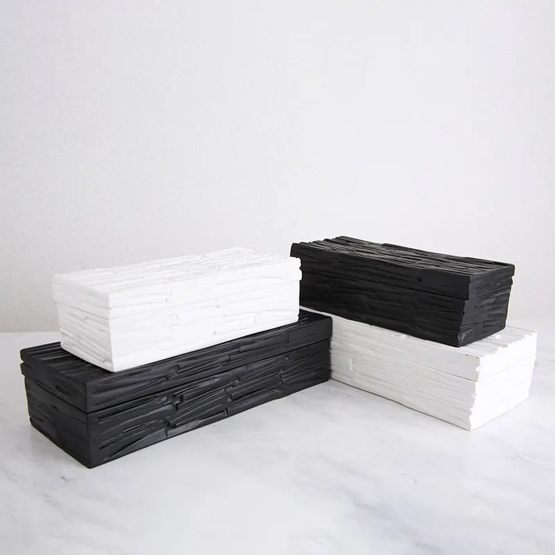 White Resin Decorative Box-B Fc-Sz2022B -  Decorative Boxes | صندوق ديكور من الراتينج الأبيض - ebarza Furniture UAE | Shop Modern Furniture in Abu Dhabi & Dubai - مفروشات ايبازرا في الامارات | تسوق اثاث عصري وديكورات مميزة في دبي وابوظبي