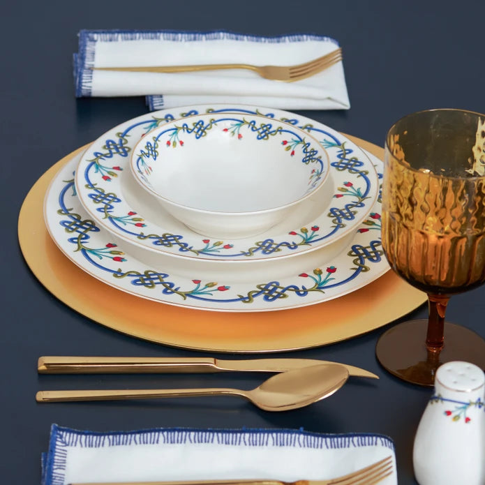 Karaca Knot Gold 56 Pieces Dinnerware Set For 12 Persons 153.03.08.1405 -  Dinnerware Sets - ebarza Furniture UAE | Shop Modern Furniture in Abu Dhabi & Dubai - مفروشات ايبازرا في الامارات | تسوق اثاث عصري وديكورات مميزة في دبي وابوظبي