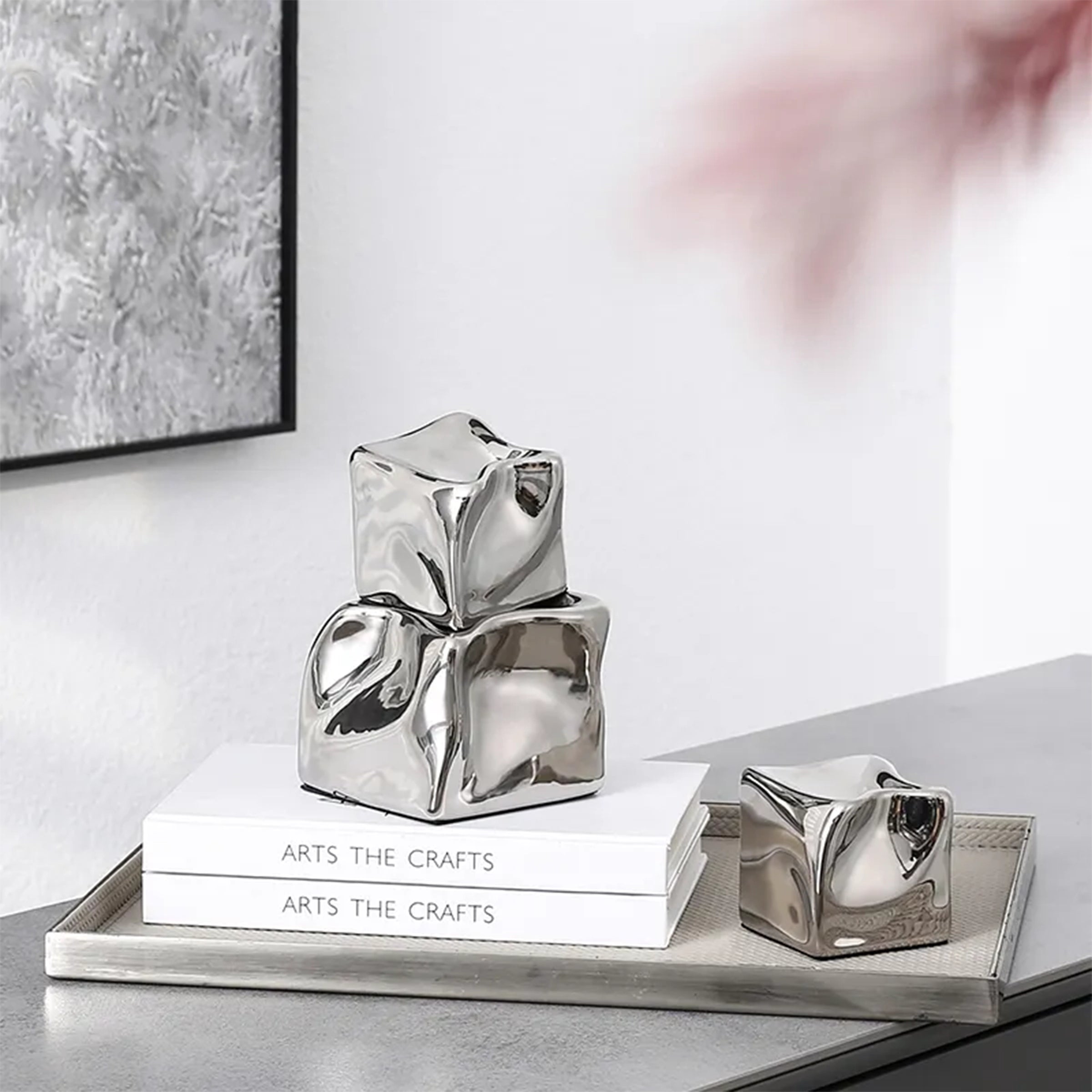 Silver Special Shaped Square -A Fa-D21111A -  Home Decor Figurines | ديكور مربع فضي على شكل خاص - ebarza Furniture UAE | Shop Modern Furniture in Abu Dhabi & Dubai - مفروشات ايبازرا في الامارات | تسوق اثاث عصري وديكورات مميزة في دبي وابوظبي