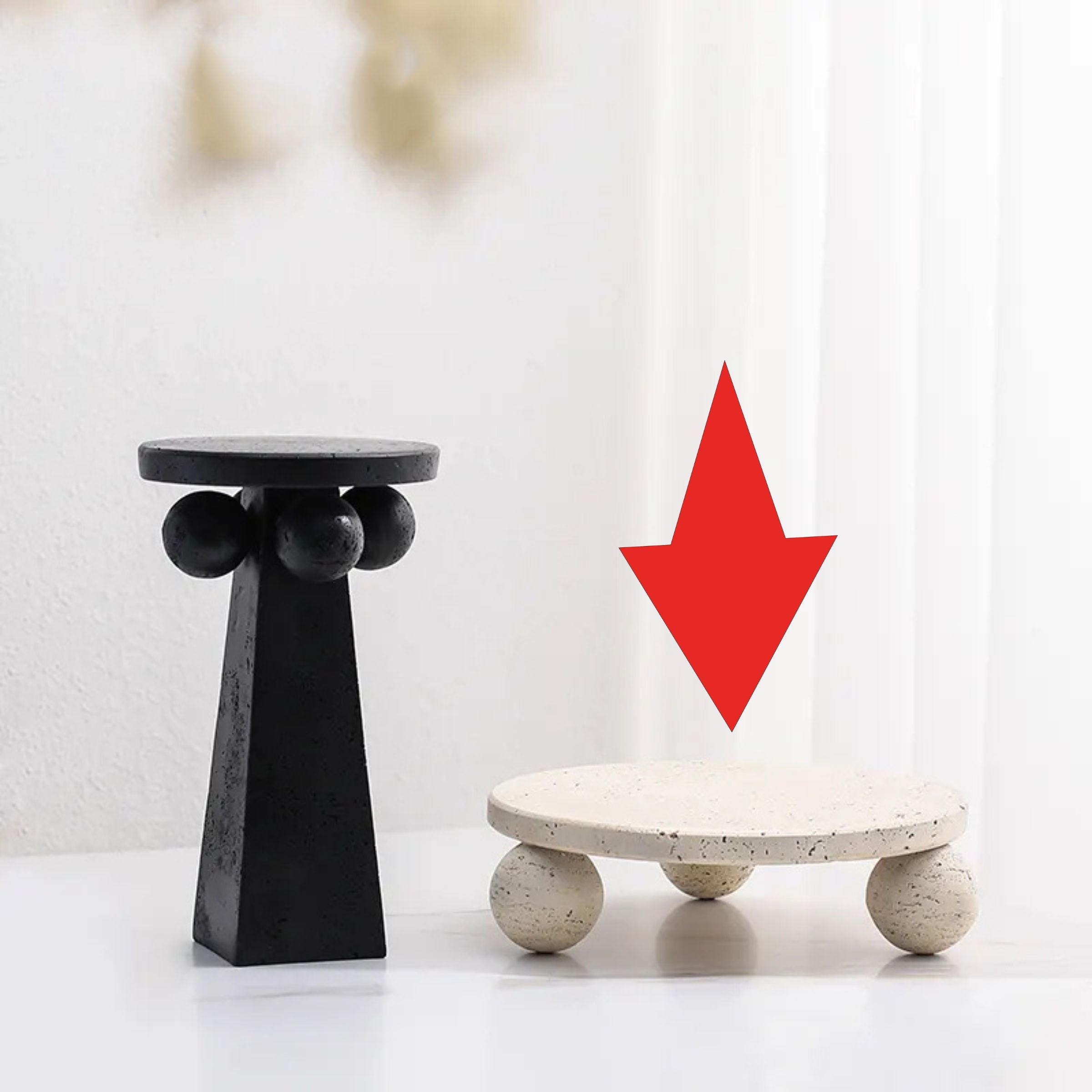 Beige Resin Pedestal - B Fc-Sz2187B -  Trays - ebarza Furniture UAE | Shop Modern Furniture in Abu Dhabi & Dubai - مفروشات ايبازرا في الامارات | تسوق اثاث عصري وديكورات مميزة في دبي وابوظبي