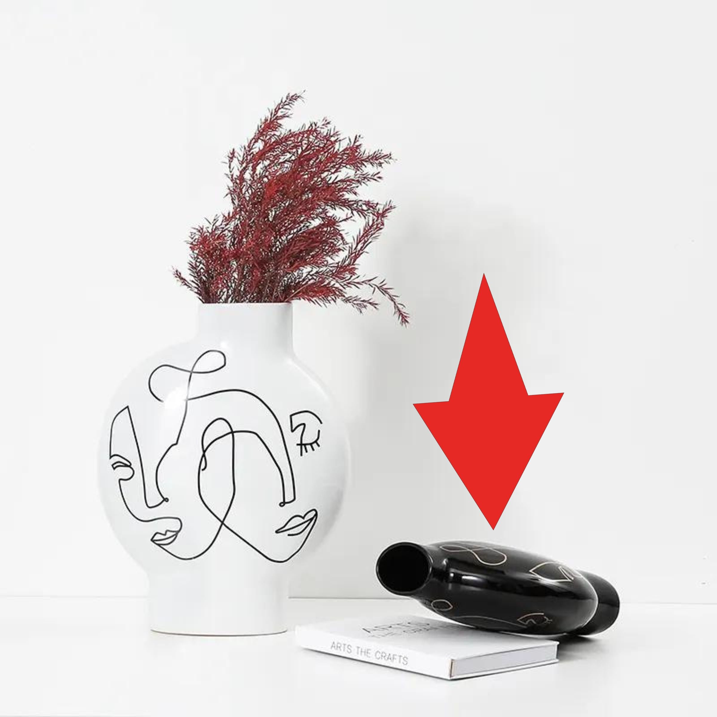 Black Hand Painted Vase-B Fa-D21103B -  Vases - ebarza Furniture UAE | Shop Modern Furniture in Abu Dhabi & Dubai - مفروشات ايبازرا في الامارات | تسوق اثاث عصري وديكورات مميزة في دبي وابوظبي