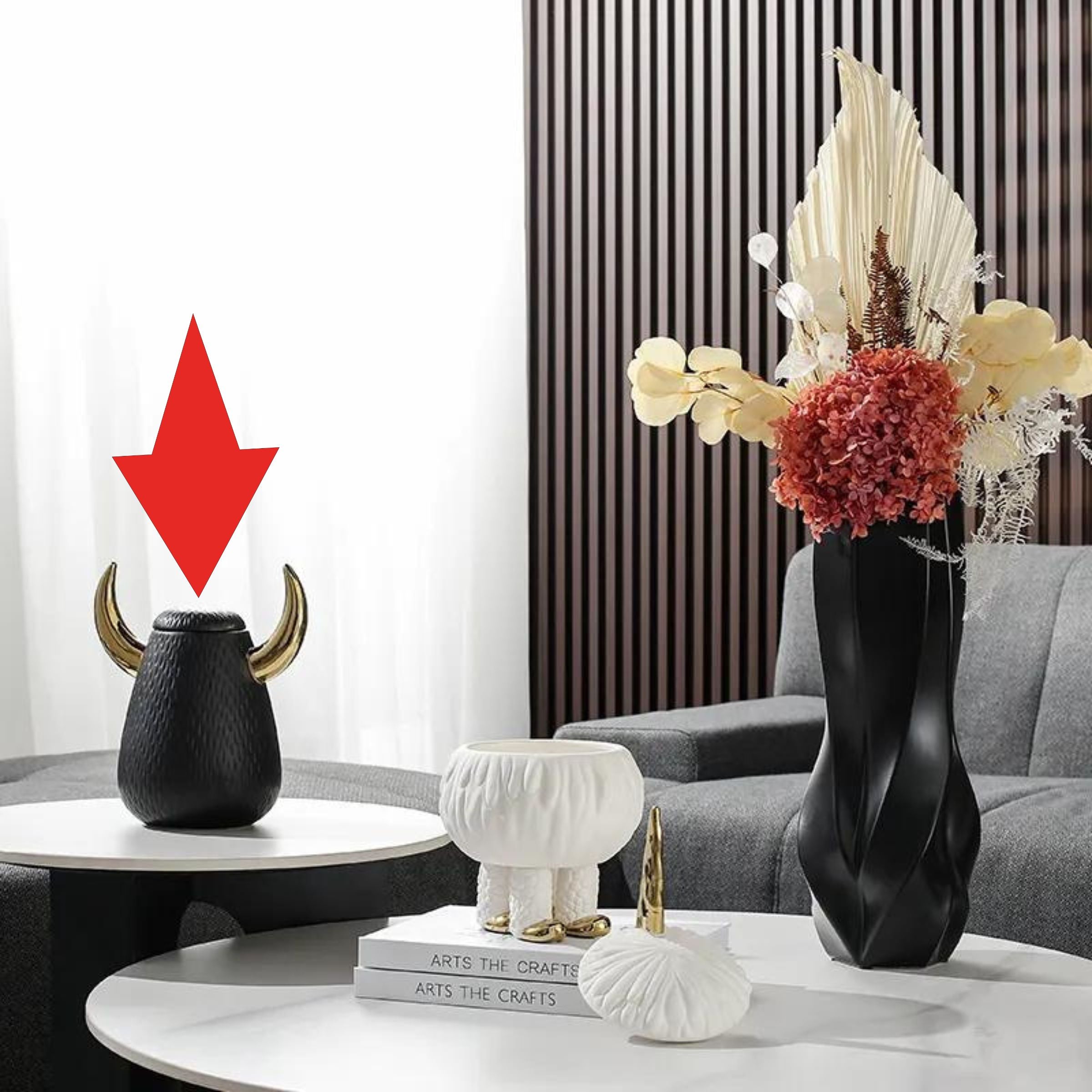 Black Horn Decoration -B Fa-D21075B -  Vases - ebarza Furniture UAE | Shop Modern Furniture in Abu Dhabi & Dubai - مفروشات ايبازرا في الامارات | تسوق اثاث عصري وديكورات مميزة في دبي وابوظبي