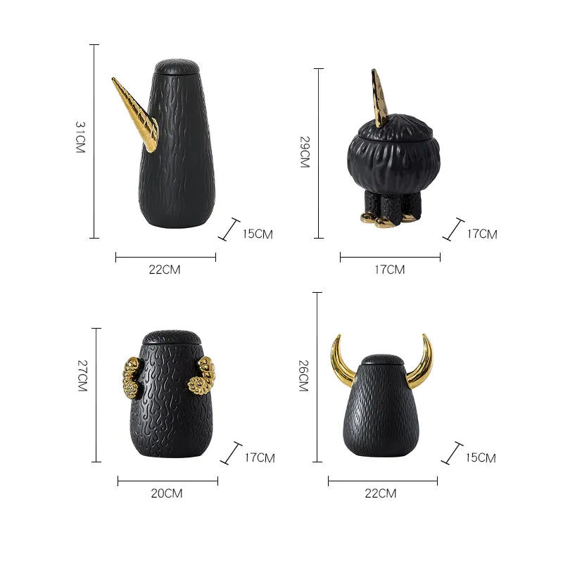 Black Horn Decoration -B Fa-D21075B -  Vases - ebarza Furniture UAE | Shop Modern Furniture in Abu Dhabi & Dubai - مفروشات ايبازرا في الامارات | تسوق اثاث عصري وديكورات مميزة في دبي وابوظبي