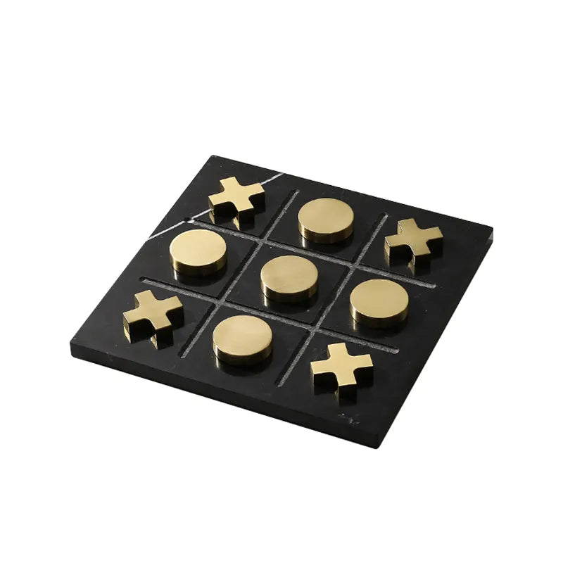 Black Marble Board Game With Gold Stainless Steel Pieces Fc-W2108A -  Home Decor Figurines - ebarza Furniture UAE | Shop Modern Furniture in Abu Dhabi & Dubai - مفروشات ايبازرا في الامارات | تسوق اثاث عصري وديكورات مميزة في دبي وابوظبي