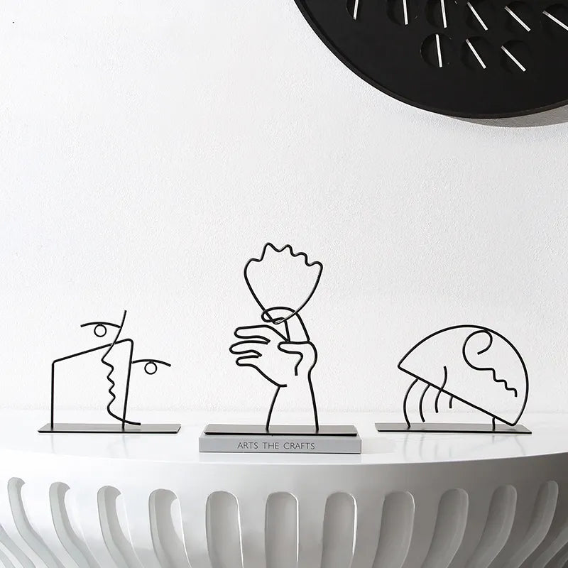 Black Metal Linear Sculpture Fc-W2117C -  Home Decor Figurines - ebarza Furniture UAE | Shop Modern Furniture in Abu Dhabi & Dubai - مفروشات ايبازرا في الامارات | تسوق اثاث عصري وديكورات مميزة في دبي وابوظبي