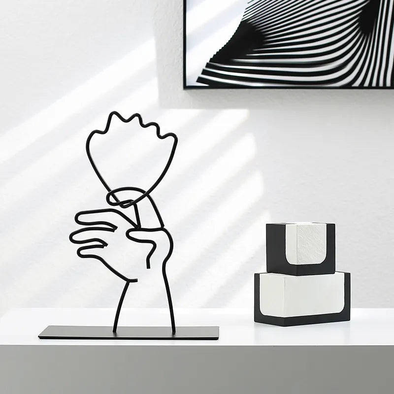 Black Metal Linear Sculpture Fc-W2117C -  Home Decor Figurines - ebarza Furniture UAE | Shop Modern Furniture in Abu Dhabi & Dubai - مفروشات ايبازرا في الامارات | تسوق اثاث عصري وديكورات مميزة في دبي وابوظبي