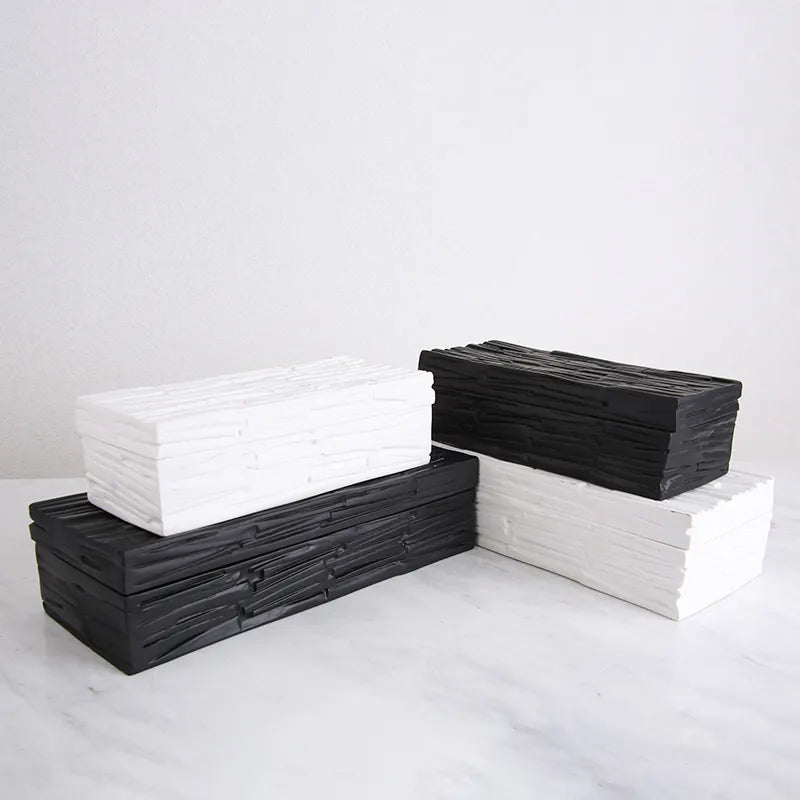 Black Resin Decorative Box-A Fc-Sz2023A -  Decorative Boxes - ebarza Furniture UAE | Shop Modern Furniture in Abu Dhabi & Dubai - مفروشات ايبازرا في الامارات | تسوق اثاث عصري وديكورات مميزة في دبي وابوظبي