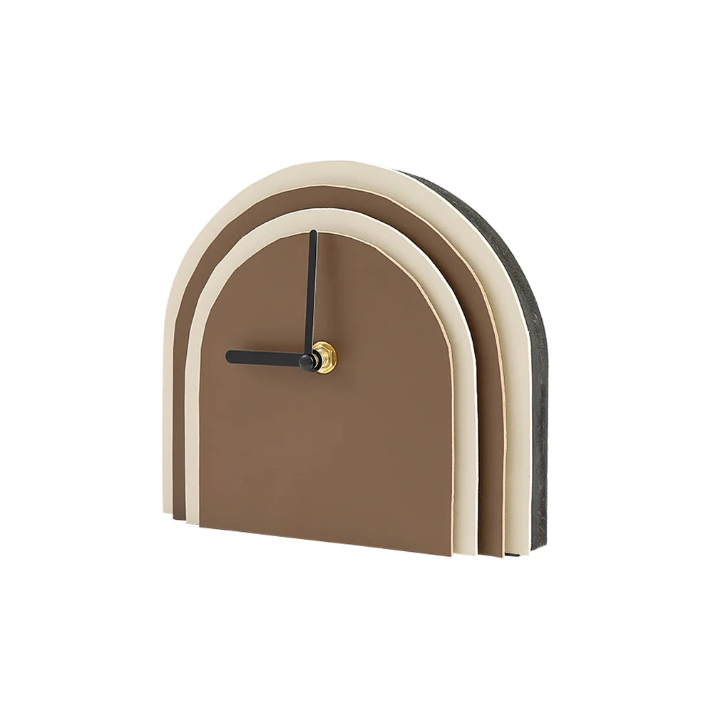 Brown leather clock by BEACON, model FB-PG2208B, featuring a classic round face and elegant leather strap.