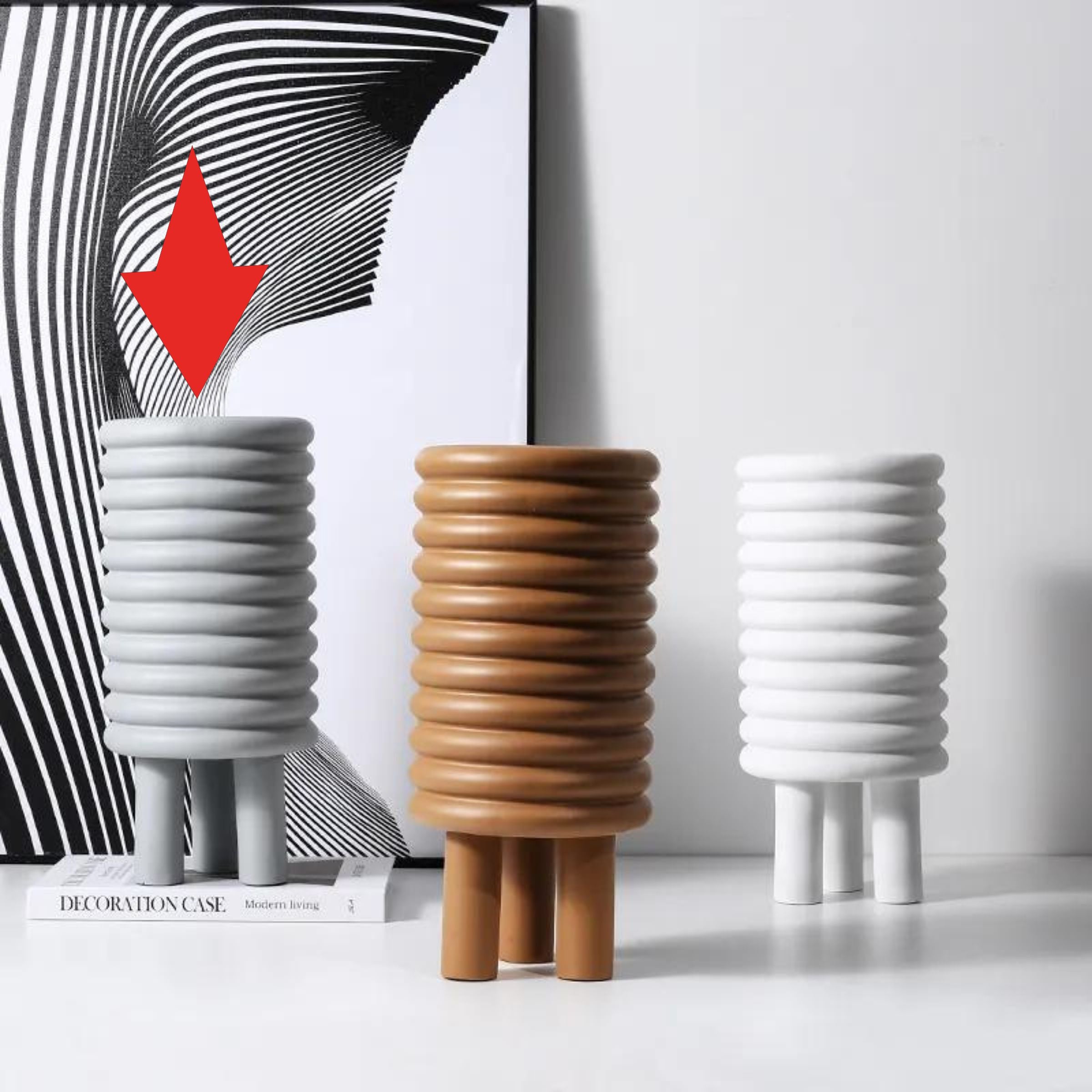 Circle Vase Grey Fc-Sz2174C -  Vases - ebarza Furniture UAE | Shop Modern Furniture in Abu Dhabi & Dubai - مفروشات ايبازرا في الامارات | تسوق اثاث عصري وديكورات مميزة في دبي وابوظبي