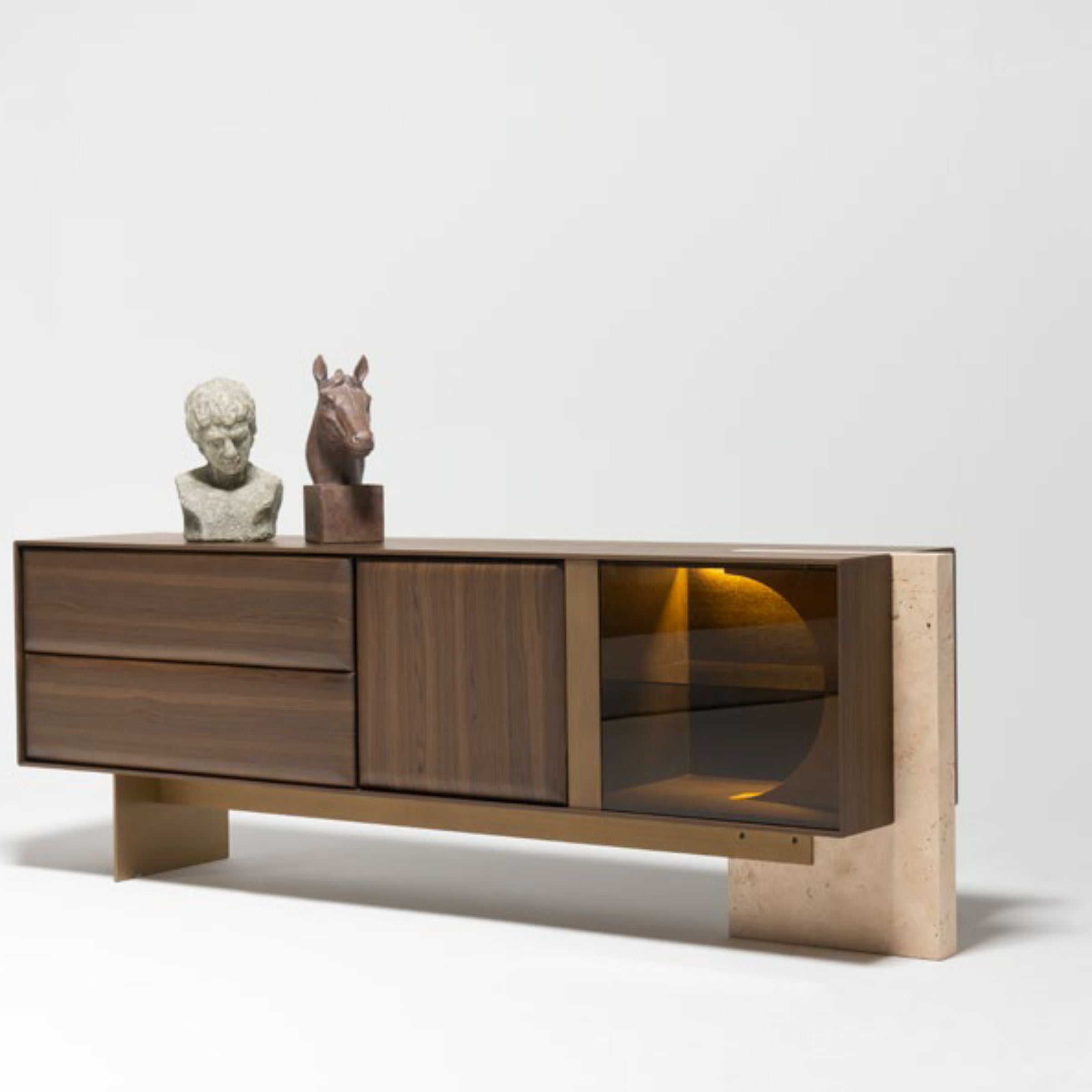 HOMAGE KOLTUK Era sideboard with marble top, modern console design, featuring sleek wood finish and elegant marble surface.