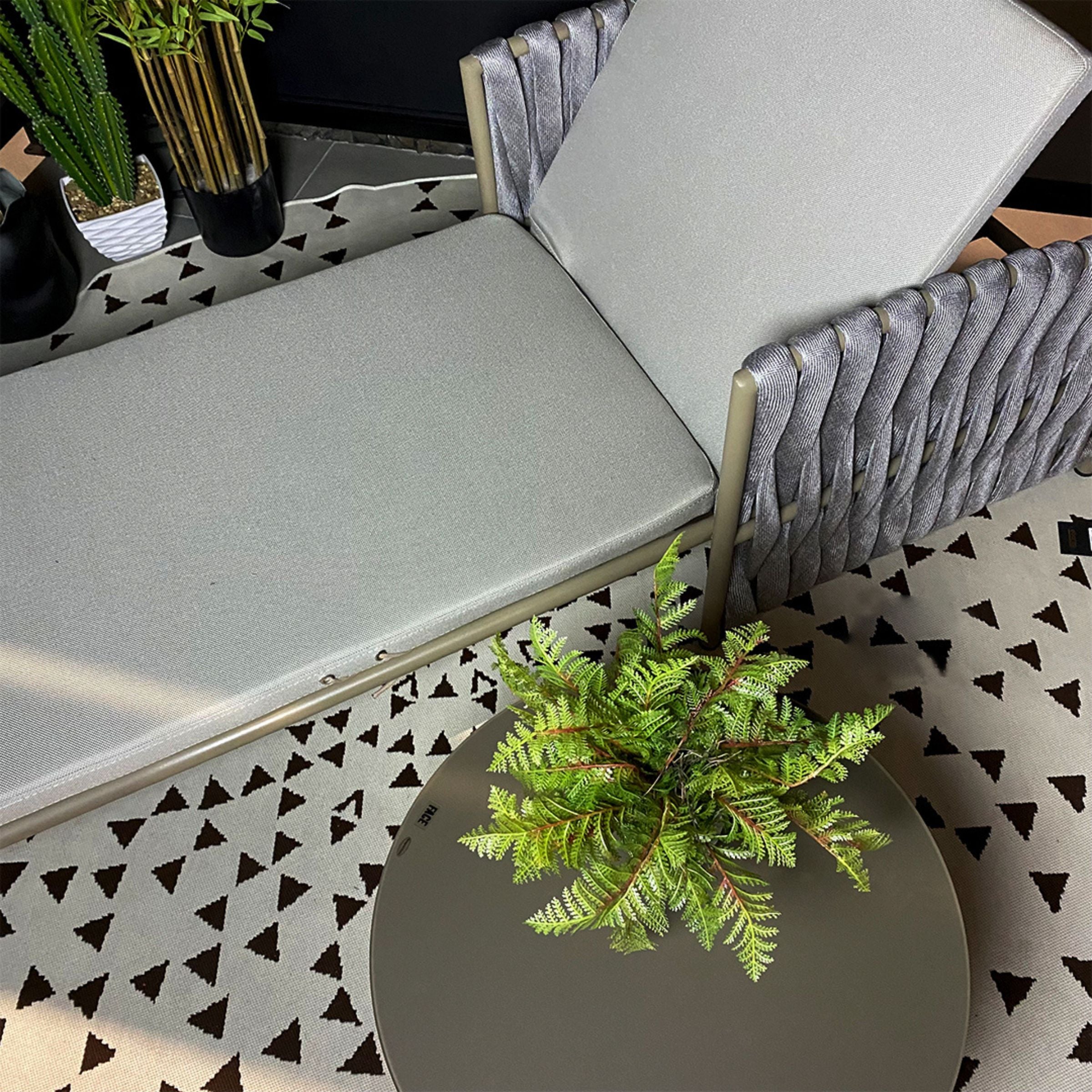 SANCREA Maroc outdoor sunbed MRC SB-SAN C504, modern sunlounger with cushioned surface and sturdy frame for outdoor relaxation.