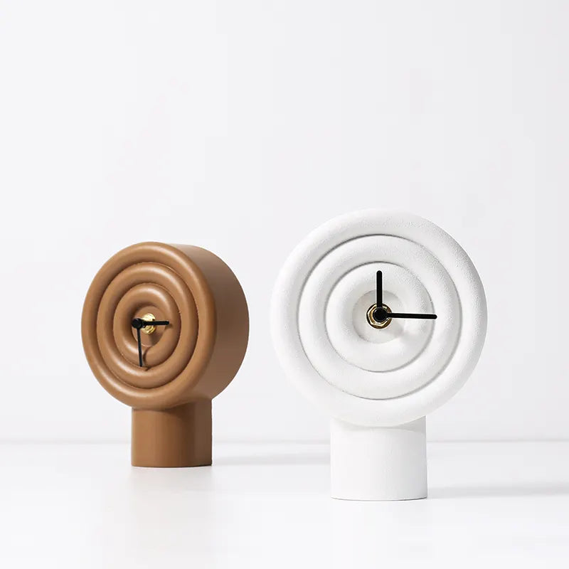 Grey resin table clock by BEACON featuring a sleek, modern design perfect for desk or shelf decor.