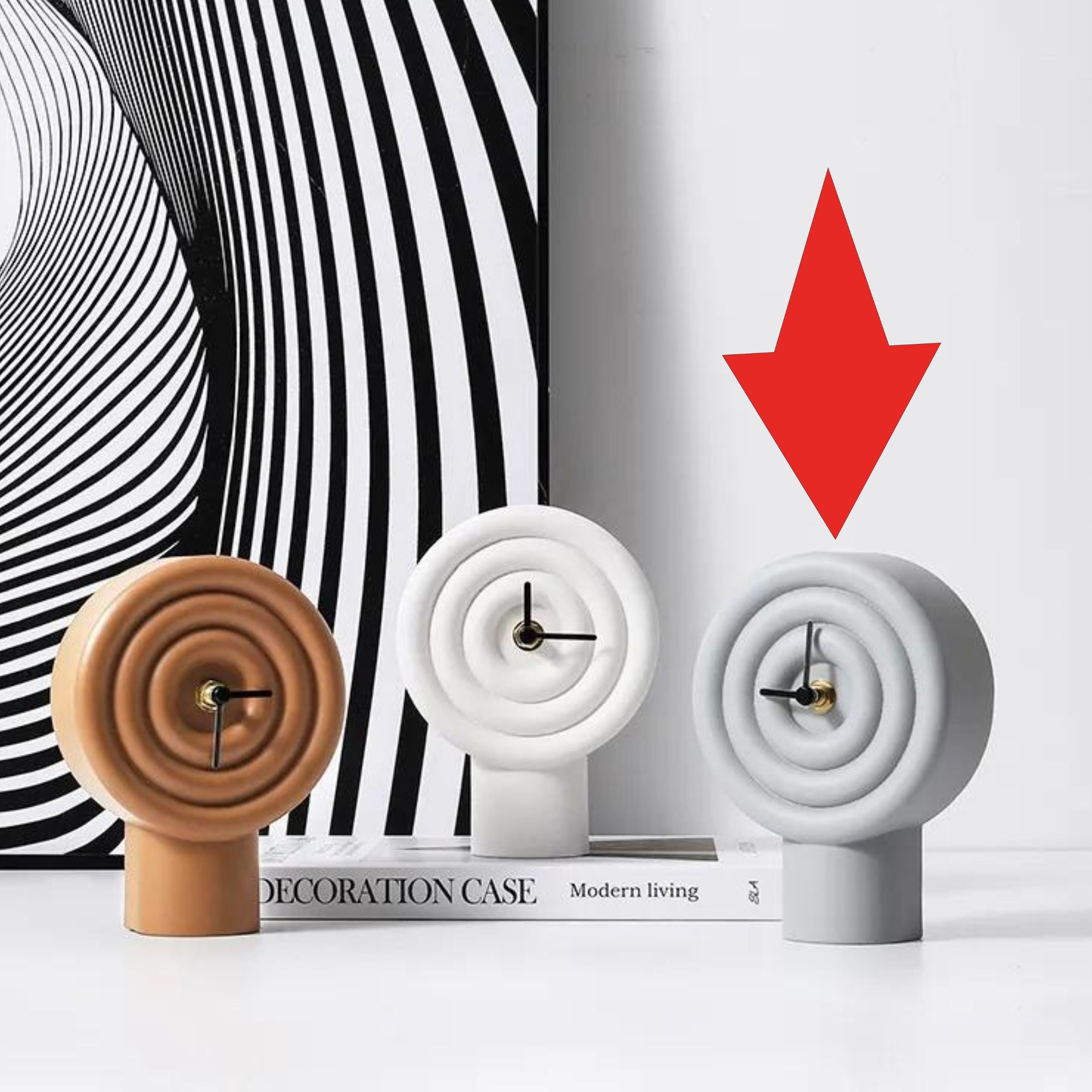 Grey Resin Table Clock Fc-Sz2177C -  Clocks - ebarza Furniture UAE | Shop Modern Furniture in Abu Dhabi & Dubai - مفروشات ايبازرا في الامارات | تسوق اثاث عصري وديكورات مميزة في دبي وابوظبي