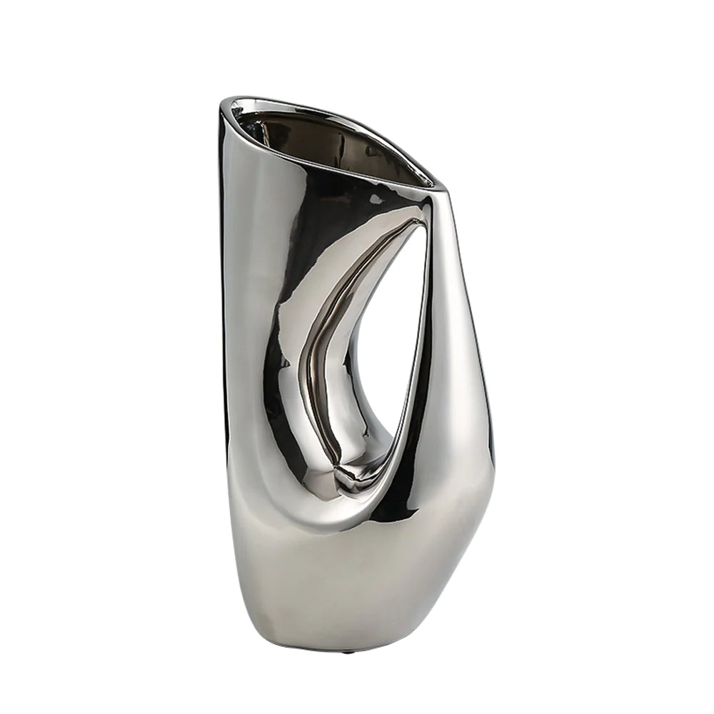 Harm Sliver Vase FA-D22131B -  Vases - ebarza Furniture UAE | Shop Modern Furniture in Abu Dhabi & Dubai - مفروشات ايبازرا في الامارات | تسوق اثاث عصري وديكورات مميزة في دبي وابوظبي