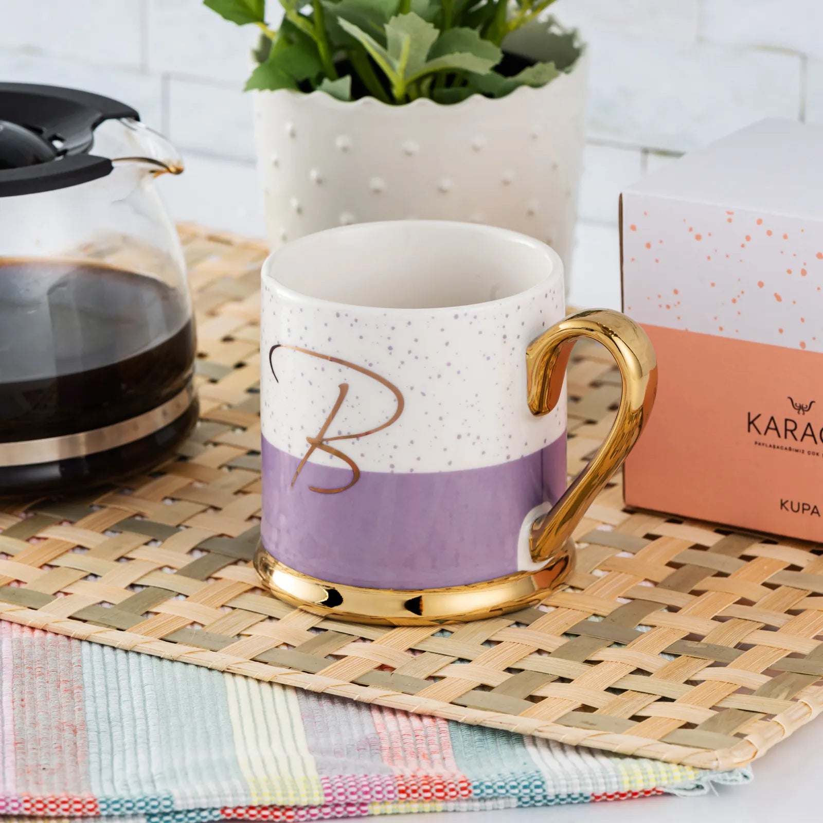 Karaca B Letter Mug 153.03.06.1609 -  Mugs - ebarza Furniture UAE | Shop Modern Furniture in Abu Dhabi & Dubai - مفروشات ايبازرا في الامارات | تسوق اثاث عصري وديكورات مميزة في دبي وابوظبي