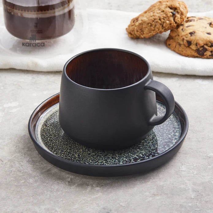 Karaca Black Galactic Single Set of Tea Cups 300 ml 153.03.06.7235 -  Tea Sets - ebarza Furniture UAE | Shop Modern Furniture in Abu Dhabi & Dubai - مفروشات ايبازرا في الامارات | تسوق اثاث عصري وديكورات مميزة في دبي وابوظبي