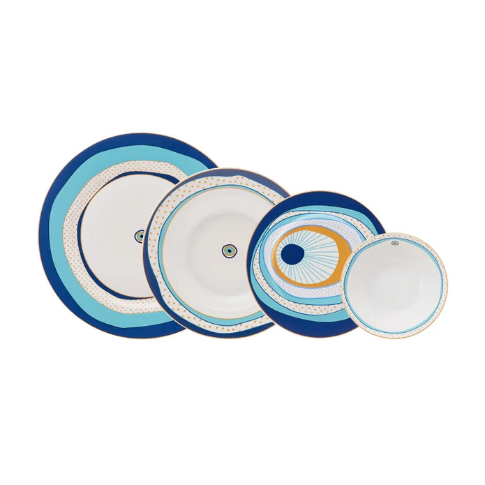 Karaca Eye Zone 24 Pieces 6 Person Porcelain Dinnerware 153.03.06.5960 -  Dinnerware Sets - ebarza Furniture UAE | Shop Modern Furniture in Abu Dhabi & Dubai - مفروشات ايبازرا في الامارات | تسوق اثاث عصري وديكورات مميزة في دبي وابوظبي