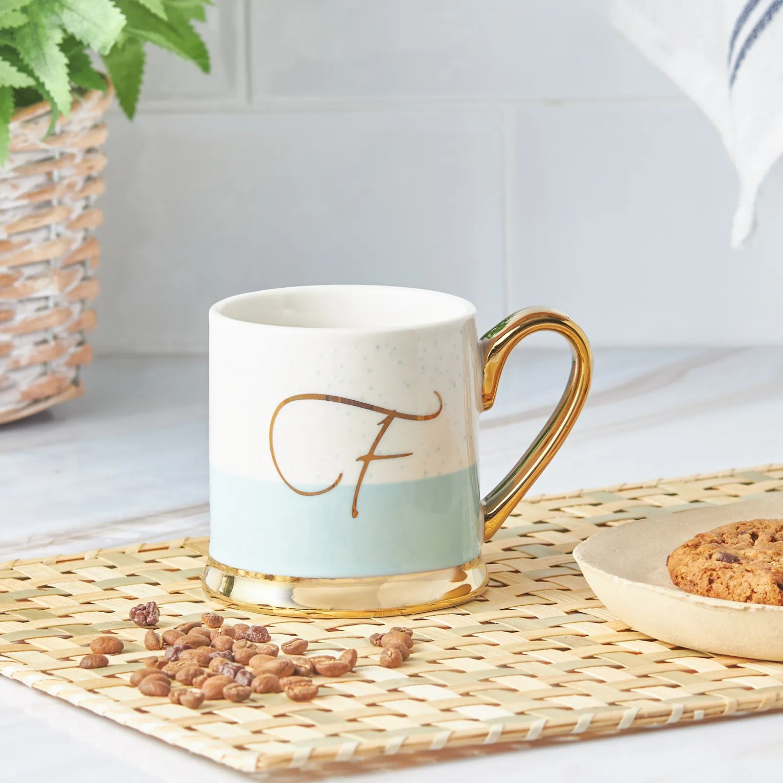Karaca F Letter Mug 153.03.06.1613 -  Mugs - ebarza Furniture UAE | Shop Modern Furniture in Abu Dhabi & Dubai - مفروشات ايبازرا في الامارات | تسوق اثاث عصري وديكورات مميزة في دبي وابوظبي