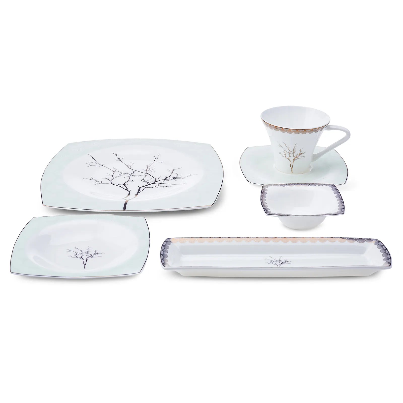 Karaca Fine Pearl Banyan 26 Pieces 6 Person Breakfast Set Square 153.03.08.0647 -  Dinnerware Sets - ebarza Furniture UAE | Shop Modern Furniture in Abu Dhabi & Dubai - مفروشات ايبازرا في الامارات | تسوق اثاث عصري وديكورات مميزة في دبي وابوظبي