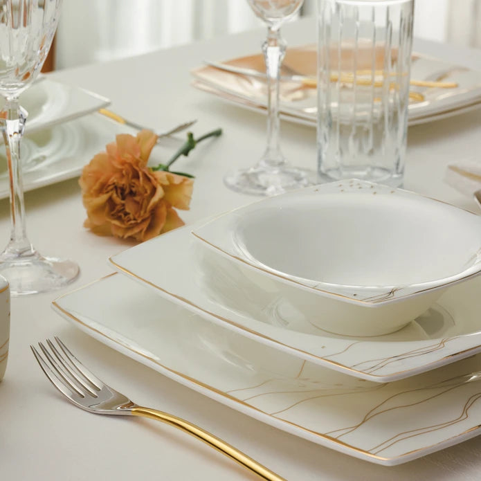 Karaca Fine Pearl Ocaso 62 Pieces Square Pearl Dinnerware Set For 12 People 153.03.08.0295 -  Dinnerware Sets - ebarza Furniture UAE | Shop Modern Furniture in Abu Dhabi & Dubai - مفروشات ايبازرا في الامارات | تسوق اثاث عصري وديكورات مميزة في دبي وابوظبي