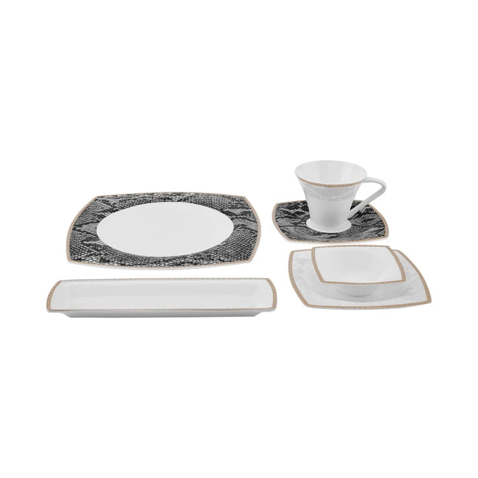Karaca Fine Pearl Şahmeran 26 Pieces Square Breakfast Set For 6 Persons 153.03.08.2624 -  Dinnerware Sets - ebarza Furniture UAE | Shop Modern Furniture in Abu Dhabi & Dubai - مفروشات ايبازرا في الامارات | تسوق اثاث عصري وديكورات مميزة في دبي وابوظبي