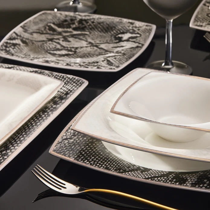 Karaca Fine Pearl Şahmeran 26 Pieces Square Breakfast Set For 6 Persons 153.03.08.2624 -  Dinnerware Sets - ebarza Furniture UAE | Shop Modern Furniture in Abu Dhabi & Dubai - مفروشات ايبازرا في الامارات | تسوق اثاث عصري وديكورات مميزة في دبي وابوظبي