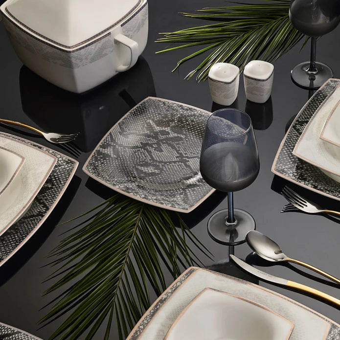 Karaca Fine Pearl Şahmeran 26 Pieces Square Breakfast Set For 6 Persons 153.03.08.2624 -  Dinnerware Sets - ebarza Furniture UAE | Shop Modern Furniture in Abu Dhabi & Dubai - مفروشات ايبازرا في الامارات | تسوق اثاث عصري وديكورات مميزة في دبي وابوظبي