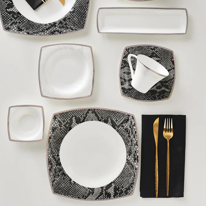 Karaca Fine Pearl Şahmeran 26 Pieces Square Breakfast Set For 6 Persons 153.03.08.2624 -  Dinnerware Sets - ebarza Furniture UAE | Shop Modern Furniture in Abu Dhabi & Dubai - مفروشات ايبازرا في الامارات | تسوق اثاث عصري وديكورات مميزة في دبي وابوظبي