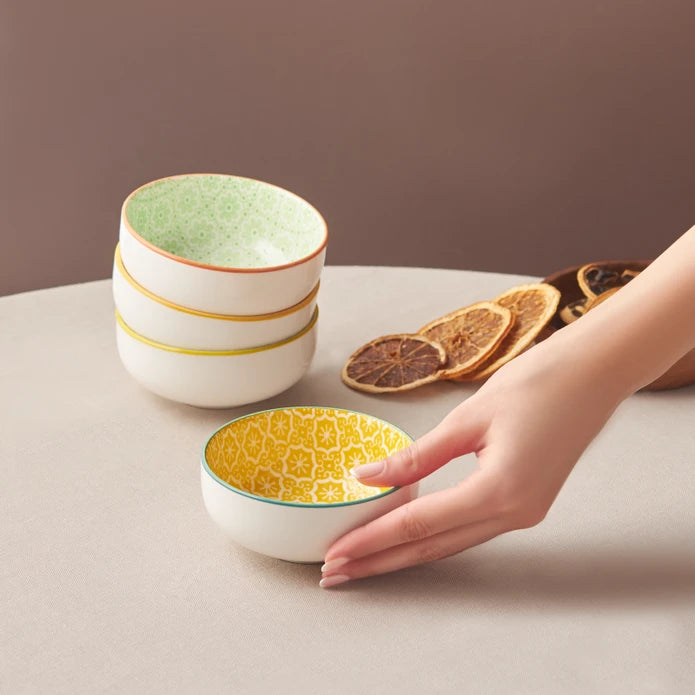 Karaca Floral Yellow Round Cookie Bowl 10 cm 153.03.08.2974 -  Bowls - ebarza Furniture UAE | Shop Modern Furniture in Abu Dhabi & Dubai - مفروشات ايبازرا في الامارات | تسوق اثاث عصري وديكورات مميزة في دبي وابوظبي