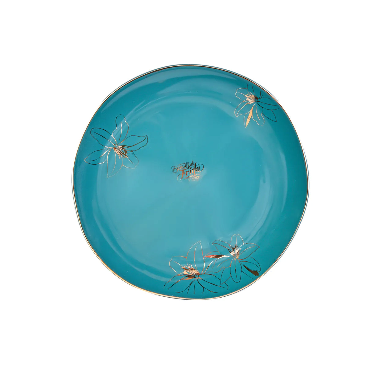 Green Karaca Frida Kahlo serving plate featuring vibrant artwork, perfect for displaying or serving food with artistic style.